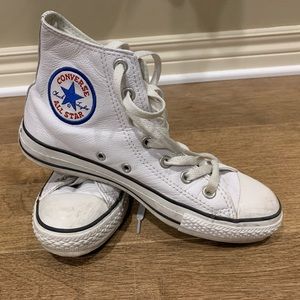 Converse All Stars High Top White Leather. Size 8
